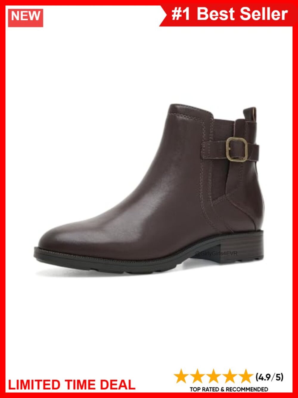 Leather Ankle Bootie Chelsea Flat Plain Toe Comfort Foam Footbed